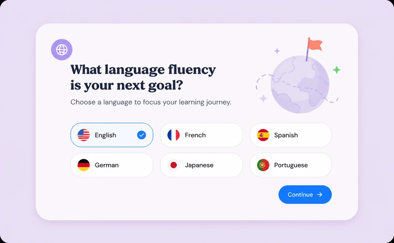Language and learning goal selection
