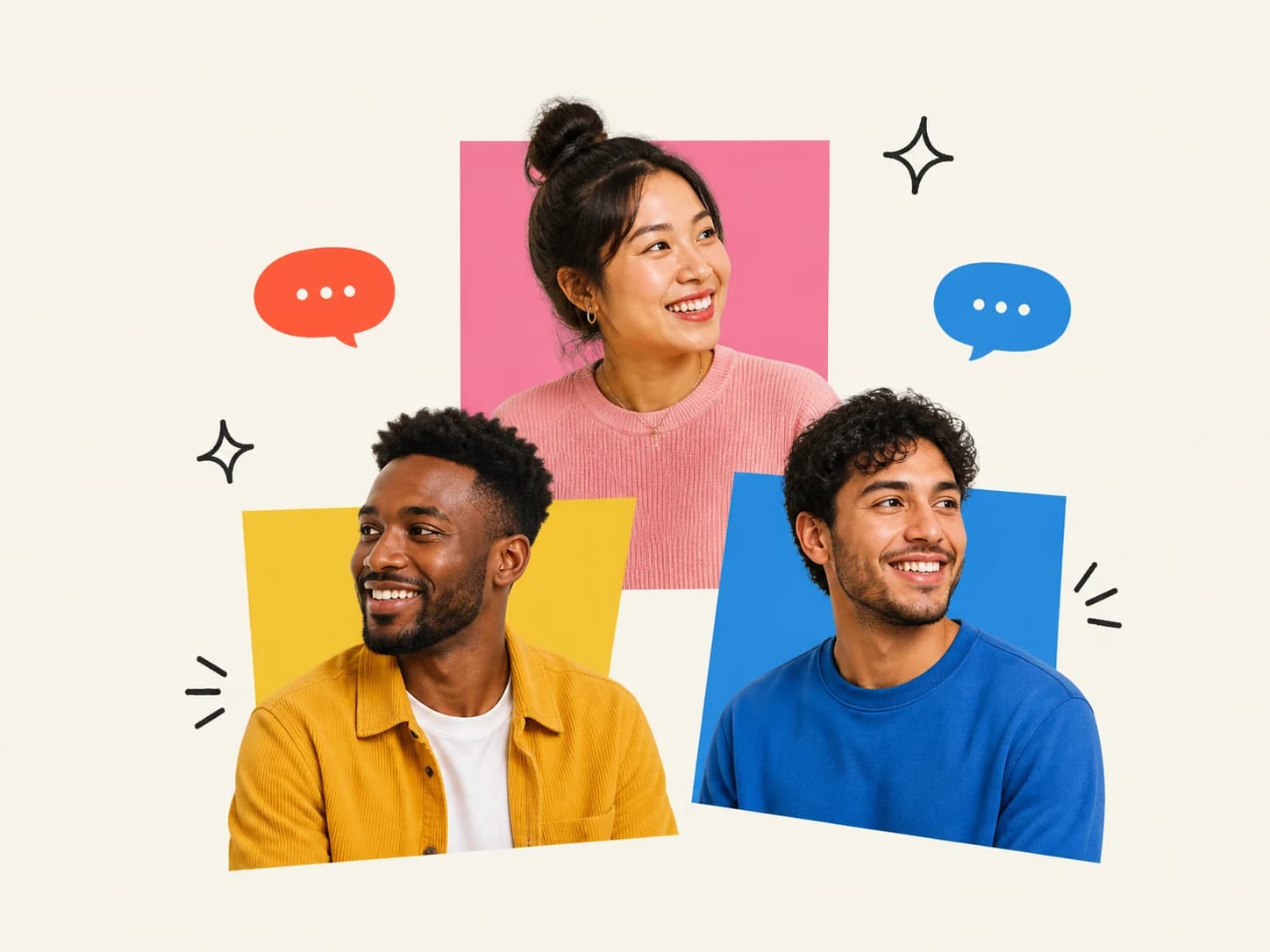 Language learners building confidence together