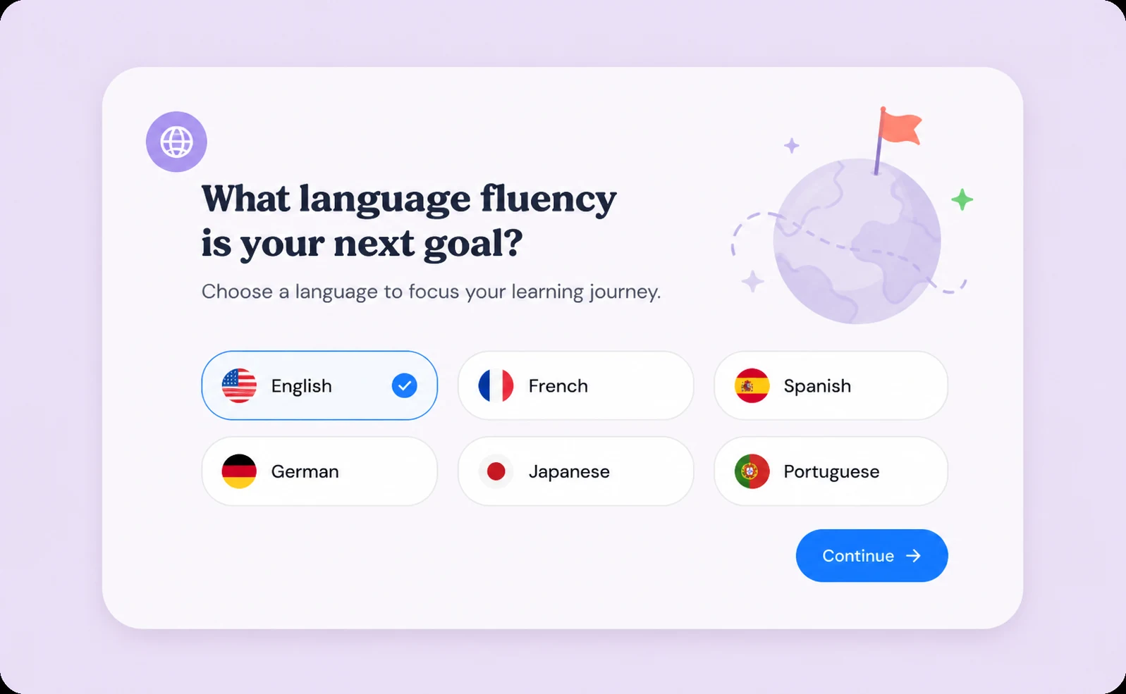 Language and learning goal selection